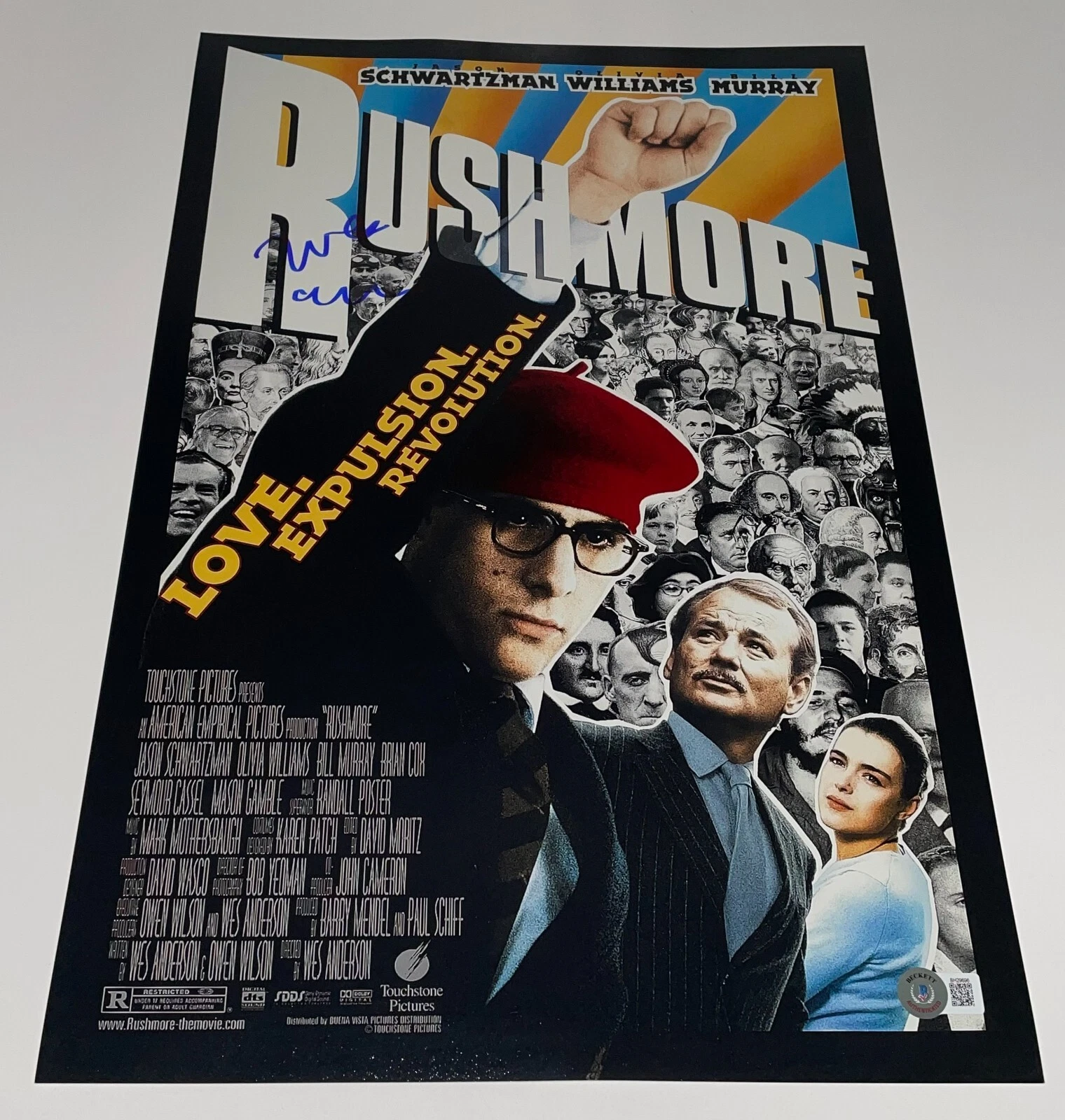 WES ANDERSON SIGNED AUTOGRAPH RUSHMORE 12×18 PHOTO POSTER LEGEND PROOF BECKETT COLLECTIBLE MEMORABILIA