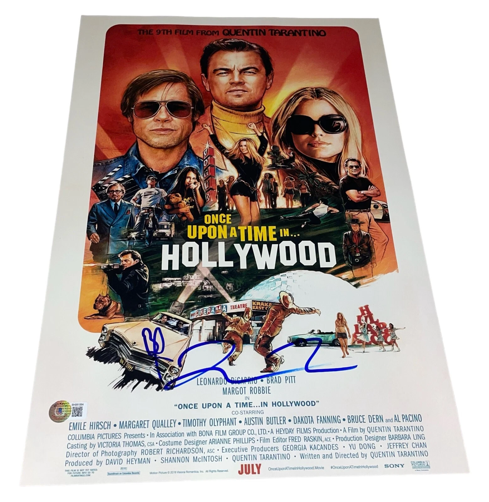 QUENTIN TARANTINO BRAD PITT SIGNED 12×18 PHOTO ONCE UPON A TIME IN HOLLYWOOD BAS COLLECTIBLE MEMORABILIA
