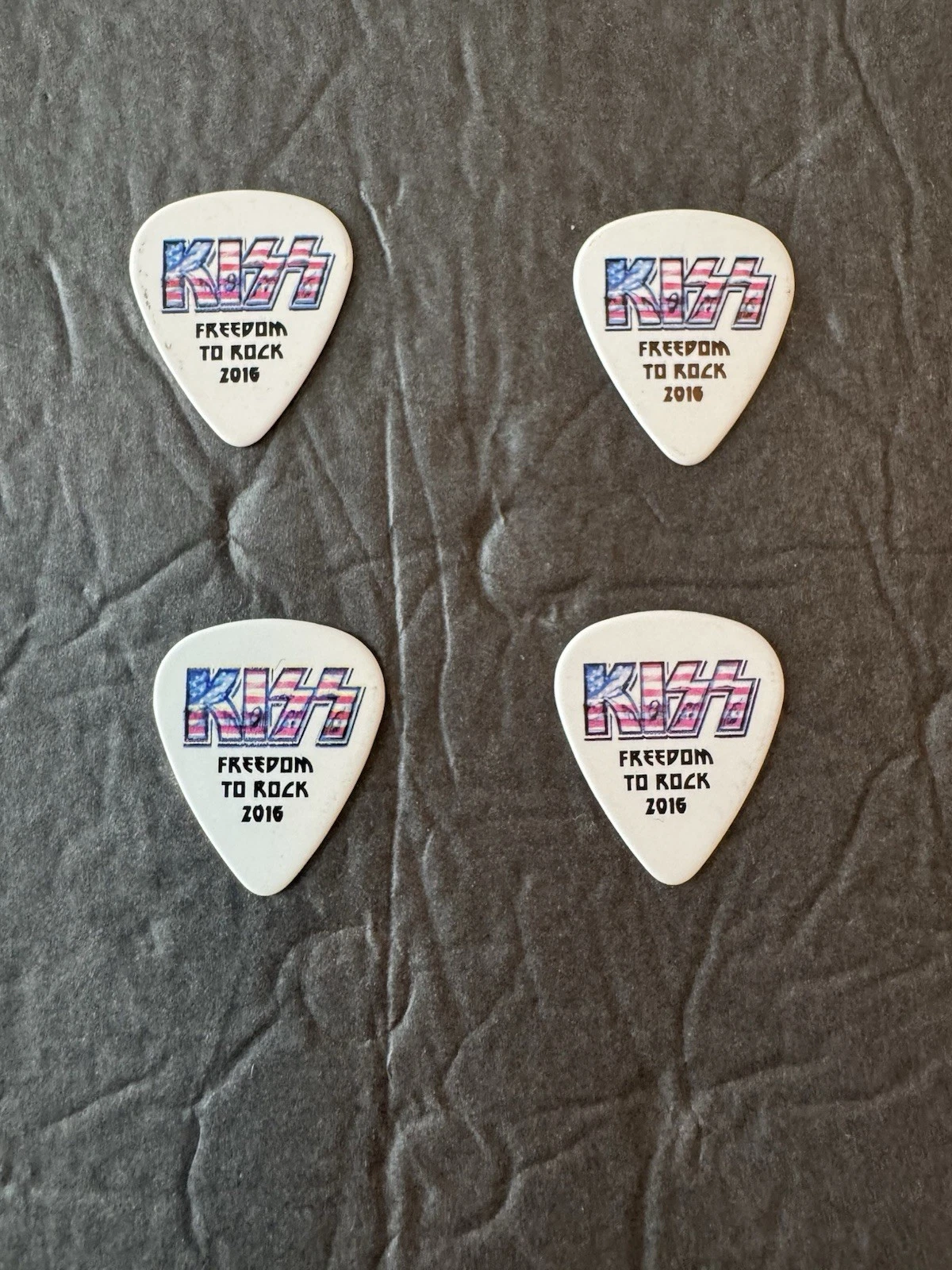 KISS Vintage Guitar Pick Set Paul Gene Eric Tommy 2016 Freedom to Rock Tour