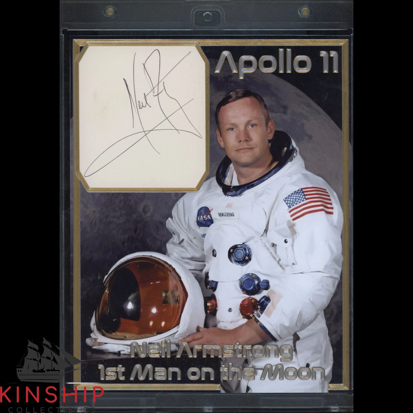 Neil Armstrong signed Cut 8x10 Custom Photo JSA LOA Apollo 11 Space Auto Z1914