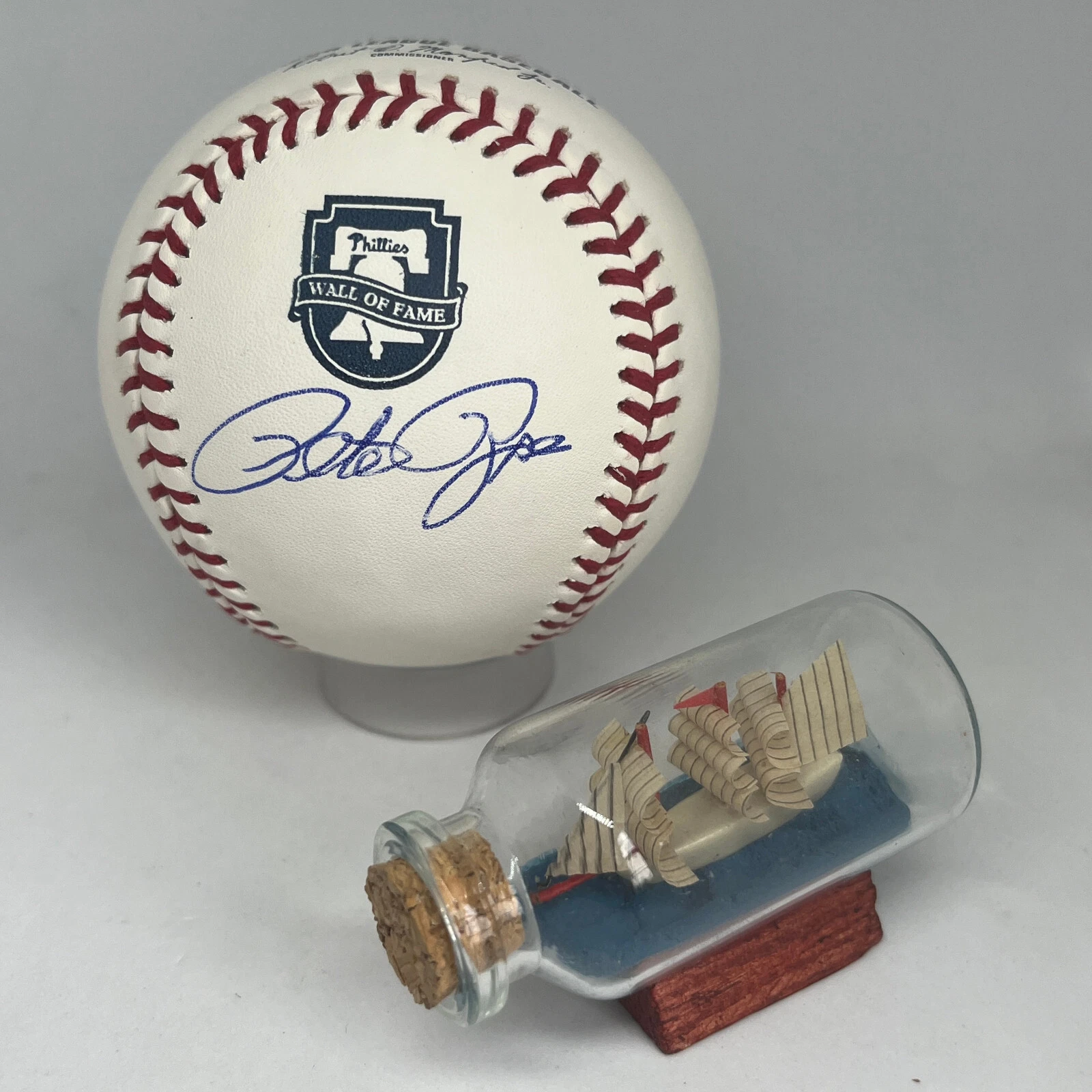 Pete Rose signed Rawlings Phillies Wall of Fame Logo Baseball JSA COA Auto A3481
