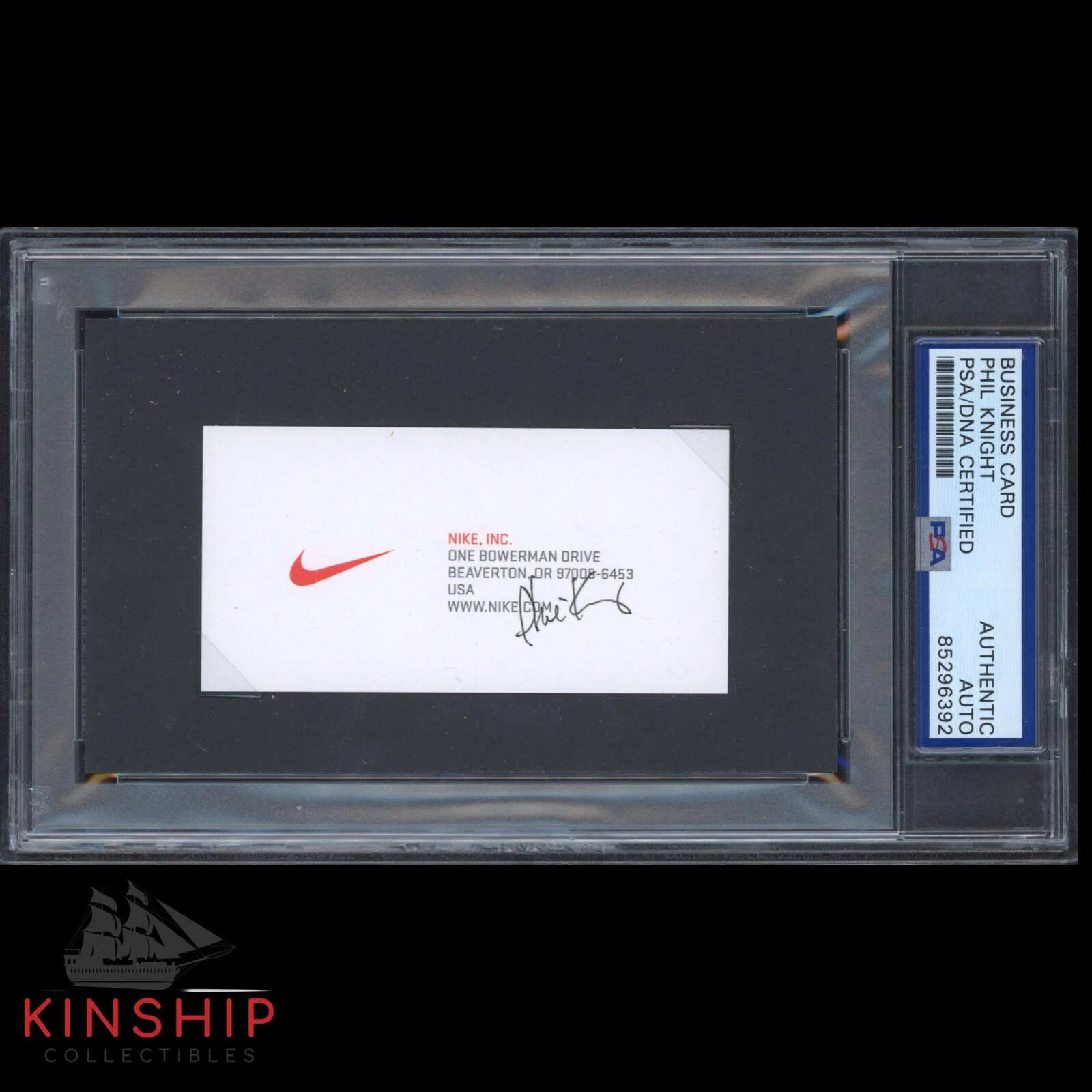 Phil Knight signed Nike Business Card PSA DNA Slabbed Auto Rare C3482