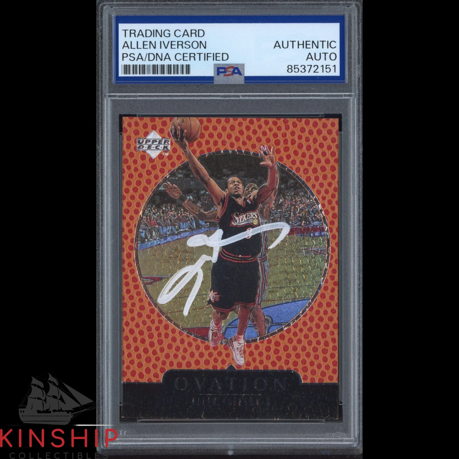 Allen Iverson signed 1998 Upper Deck Ovation Card PSA DNA Slabbed Auto C3562
