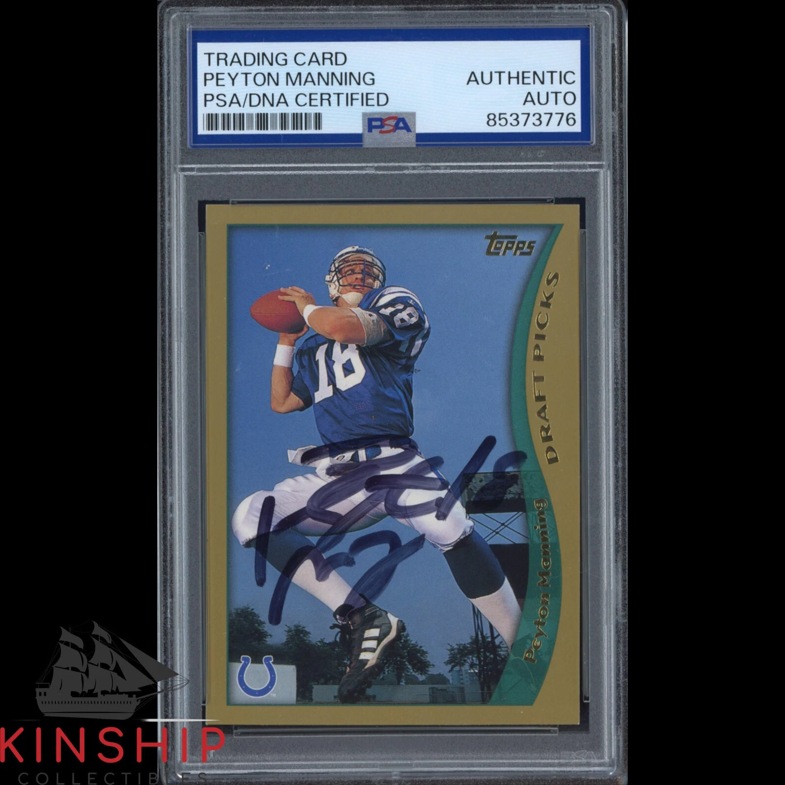Peyon Manning signed 1998 Topps Rookie Card PSA DNA Slabbed Colts HOF Auto C3573