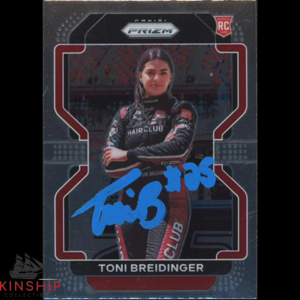 Toni Breidinger signed 2022 Panini Prizm Rookie Trading Card NASCAR Auto R48