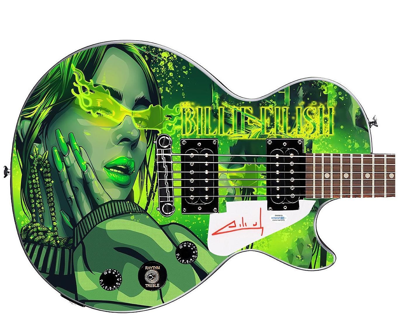 Billie Eilish Autographed Gibson Epiphone Les Paul Photo Graphics Guitar ACOA AC