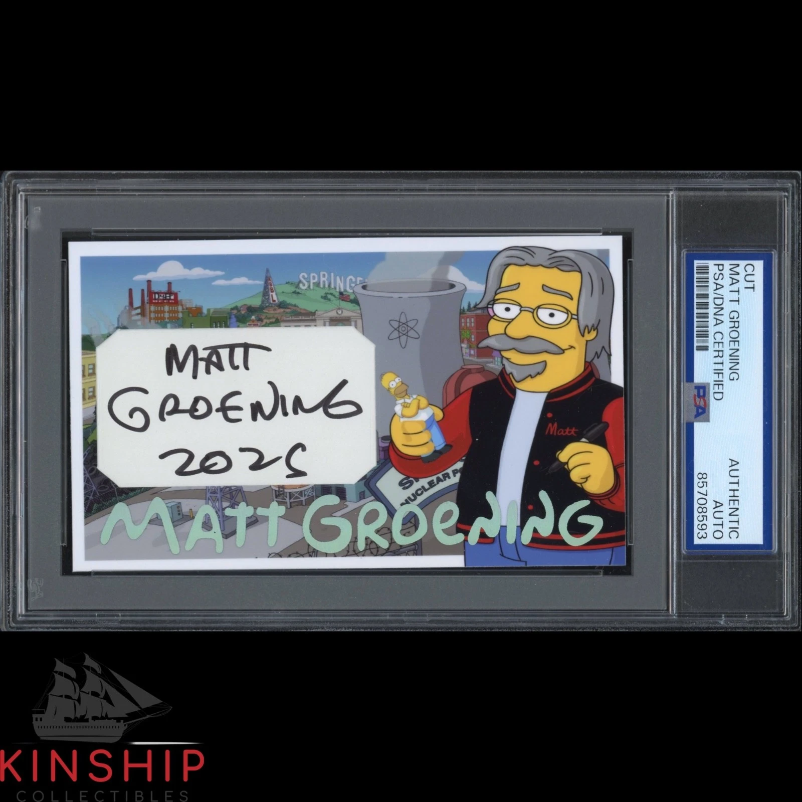 Matt Groening signed Cut 3x5 Custom Card PSA DNA Slab The Simpsons Auto C5743