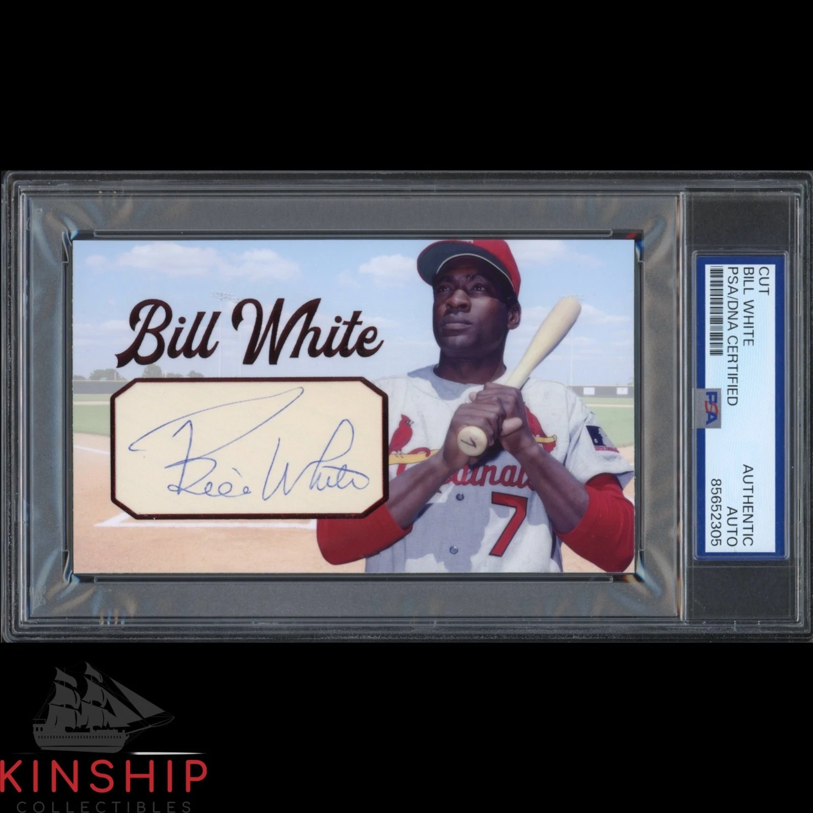 Bill White signed Cut 3x5 Custom Card PSA DNA Slab Baseball Auto C5659