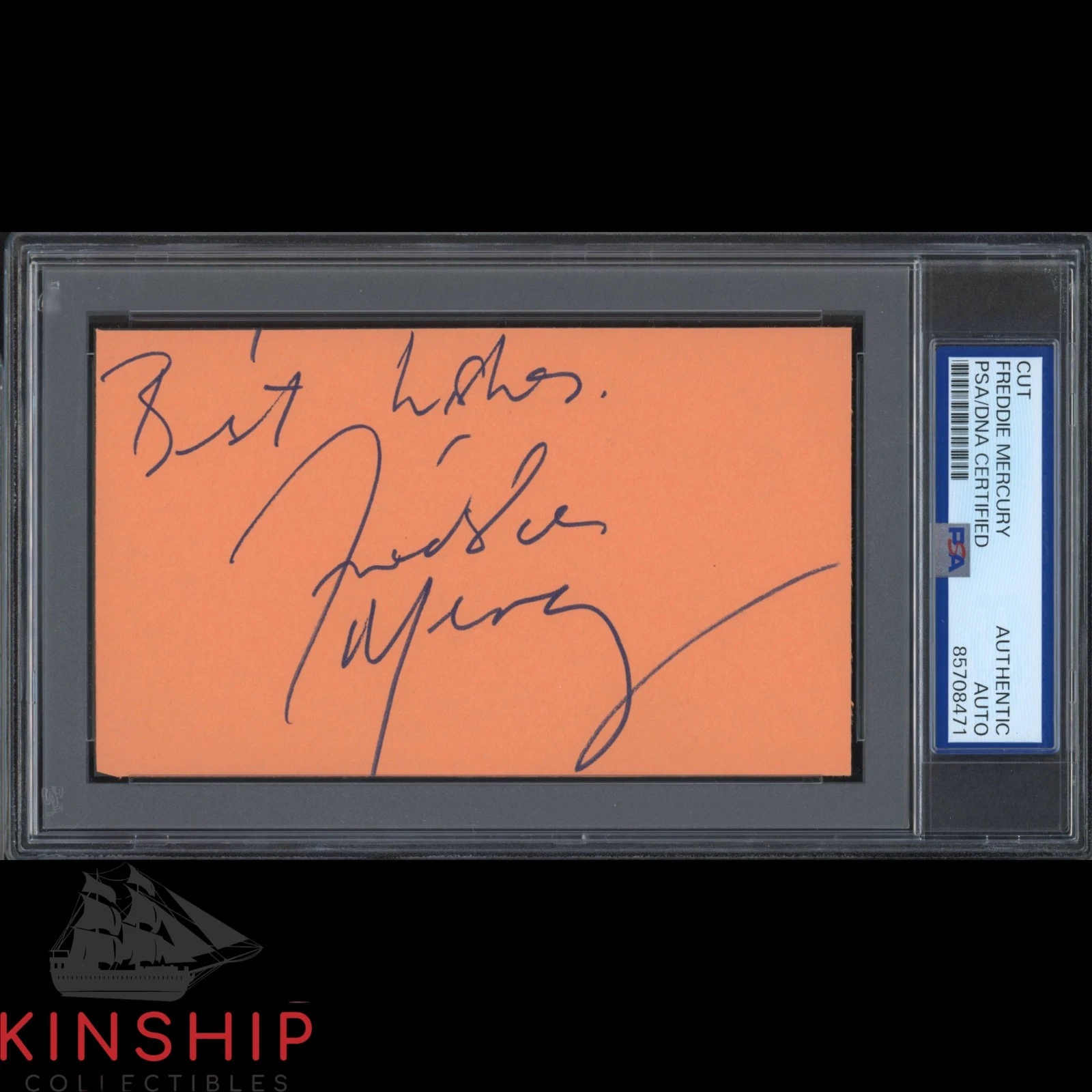 Freddie Mercury signed 3x5 Cut PSA DNA Slab Queen Music Inscribed Auto C5759