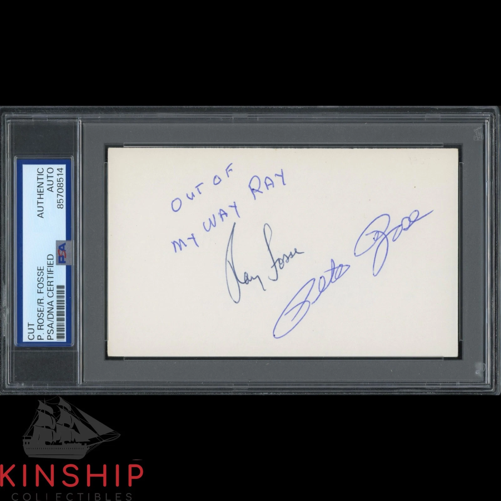 Pete Rose & Ray Fosse signed 3x5 Index Card PSA DNA Slab Inscribed Auto C5755