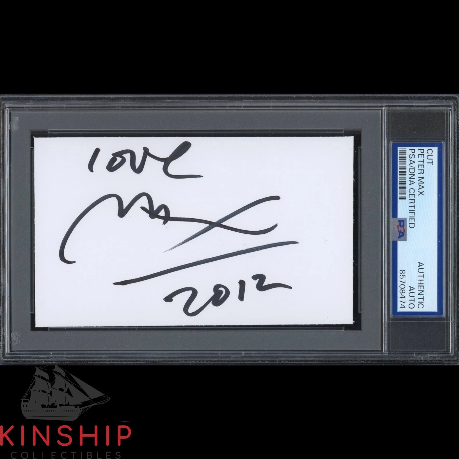 Peter Max signed 3x5 Cut PSA DNA Slabbed Inscribed Artist Auto C5750