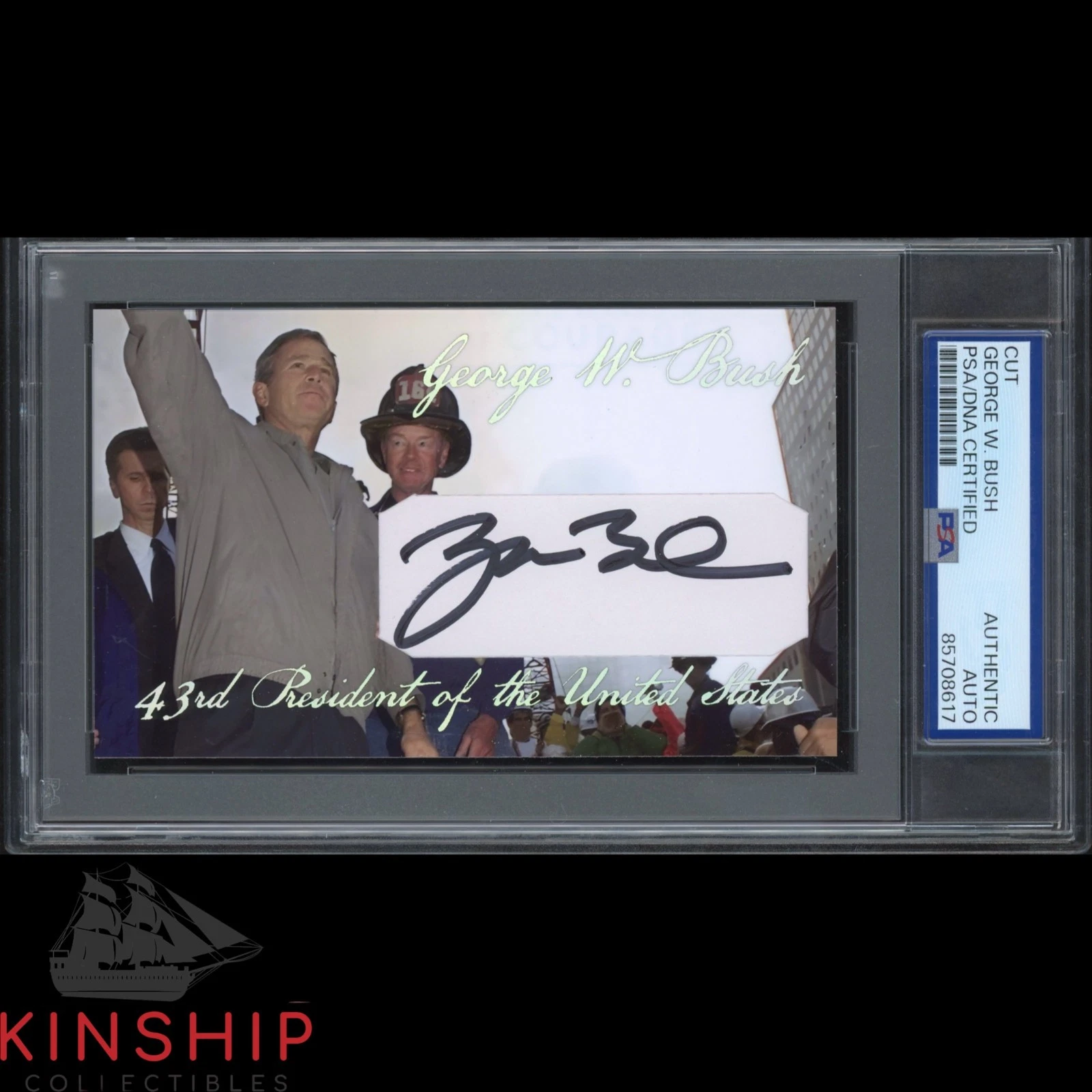 President George W Bush signed Cut 3x5 Custom Card PSA DNA Slab Auto C5802