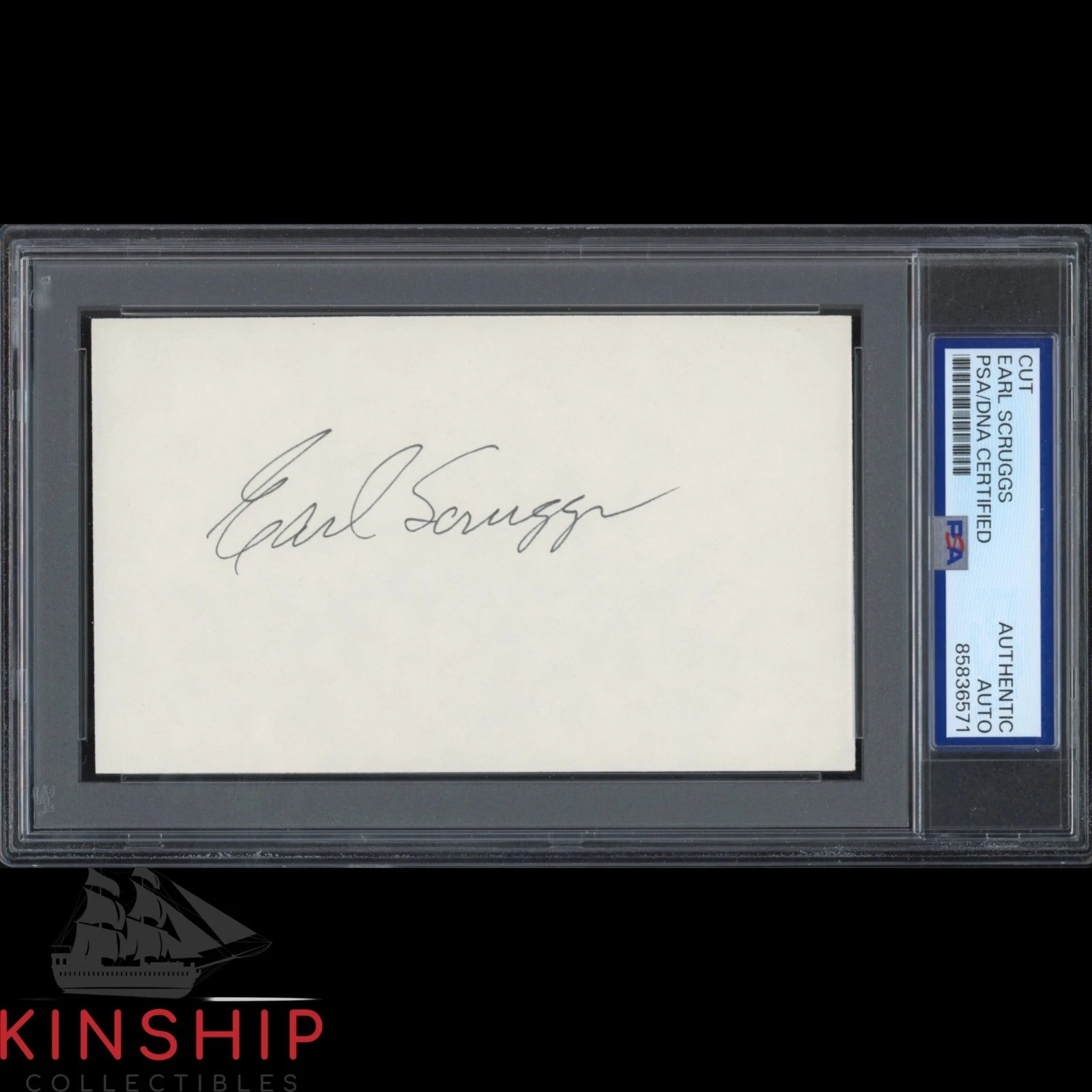 Earl Scruggs signed 3x5 Index Card PSA DNA Slab Banjo Music Auto C6415