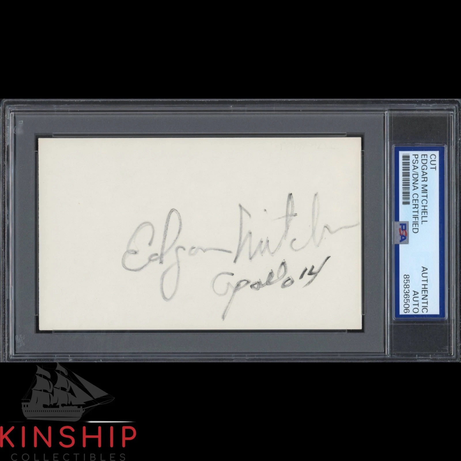 Edgar Mitchell signed 3x5 Index Card PSA DNA Slab Apollo 14 Space Auto C6413