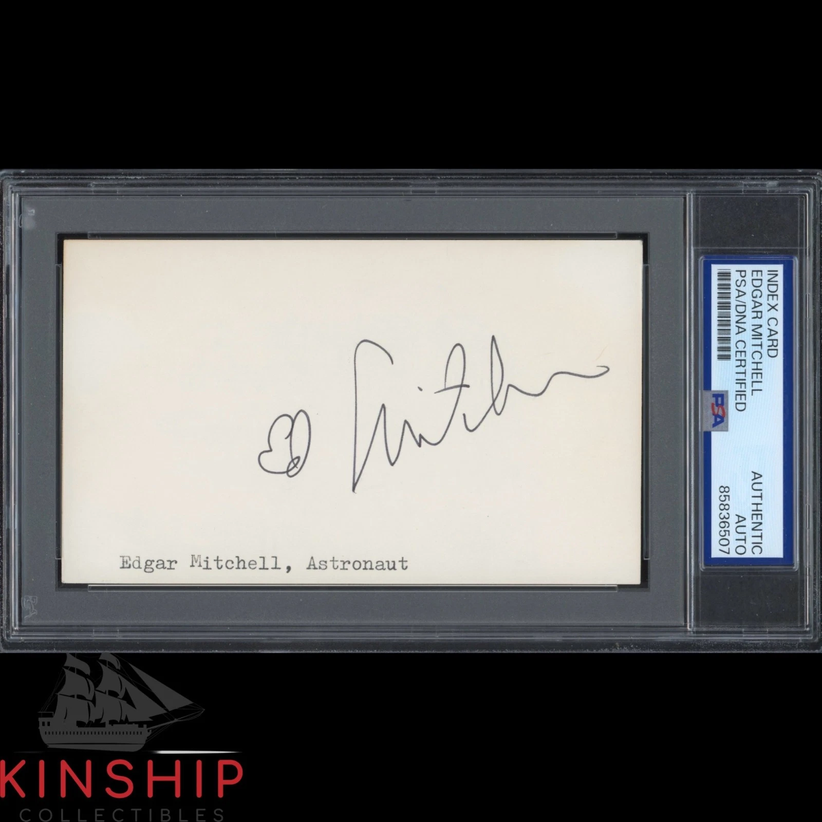 Edgar Mitchell signed 3x5 Index Card PSA DNA Slab Apollo 14 Space Auto C6412