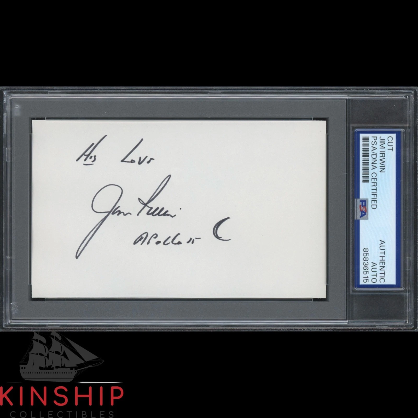 James Jim Irwin signed 3x5 Cut PSA DNA Slab Auto Apollo 15 Space Astronaut C6407