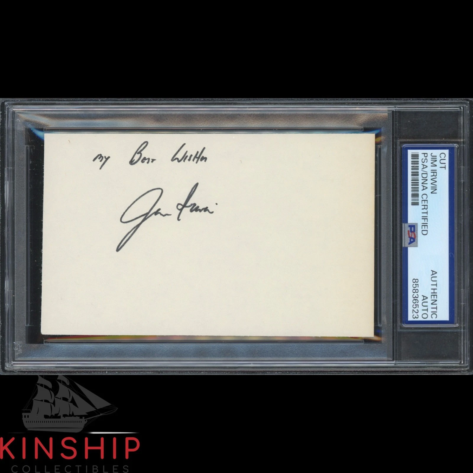 James Jim Irwin signed 3x5 Cut PSA DNA Slab Auto Apollo 15 Space Astronaut C6414