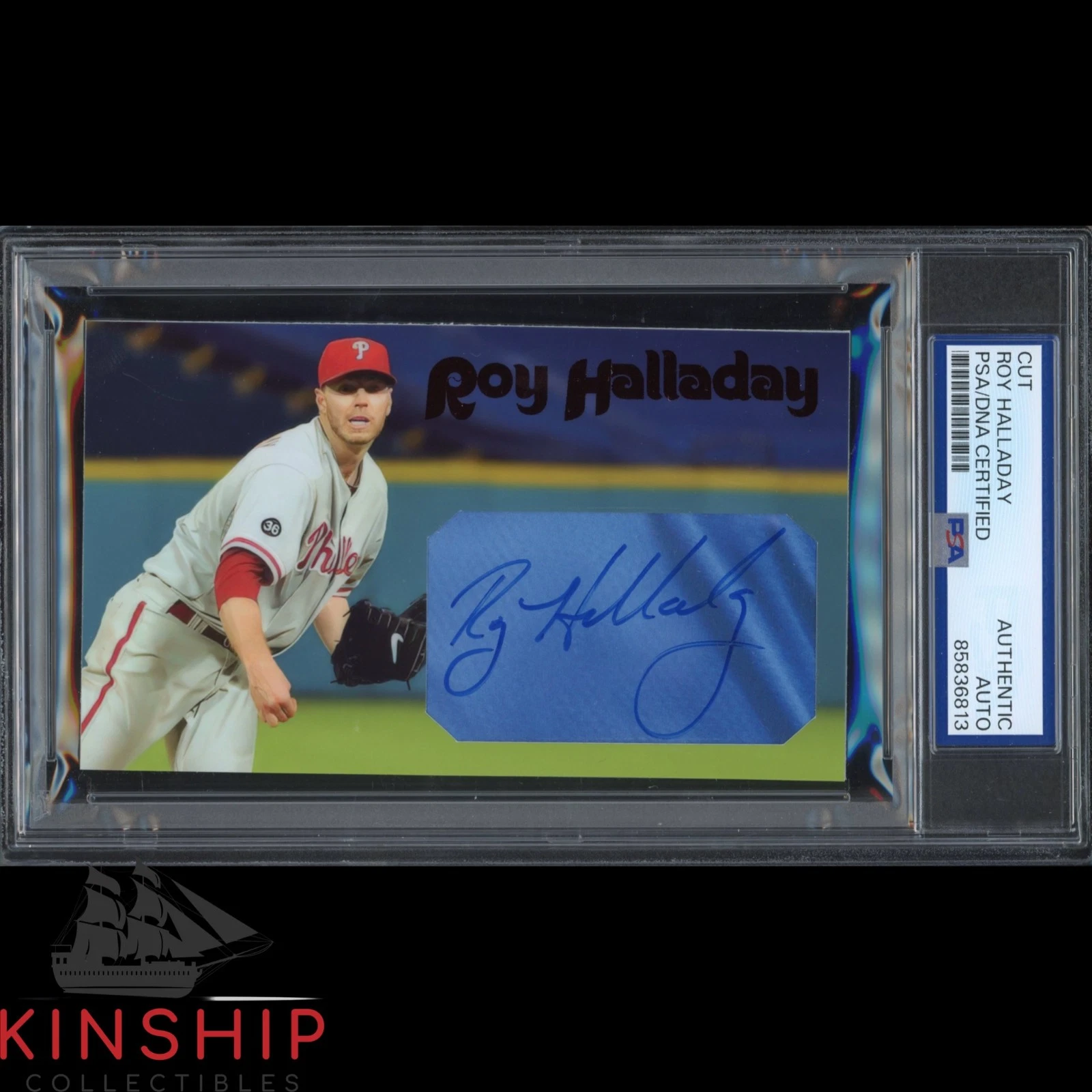 Roy Halladay signed Cut 3x5 Custom Card PSA DNA Slab Baseball HOF Auto C6470