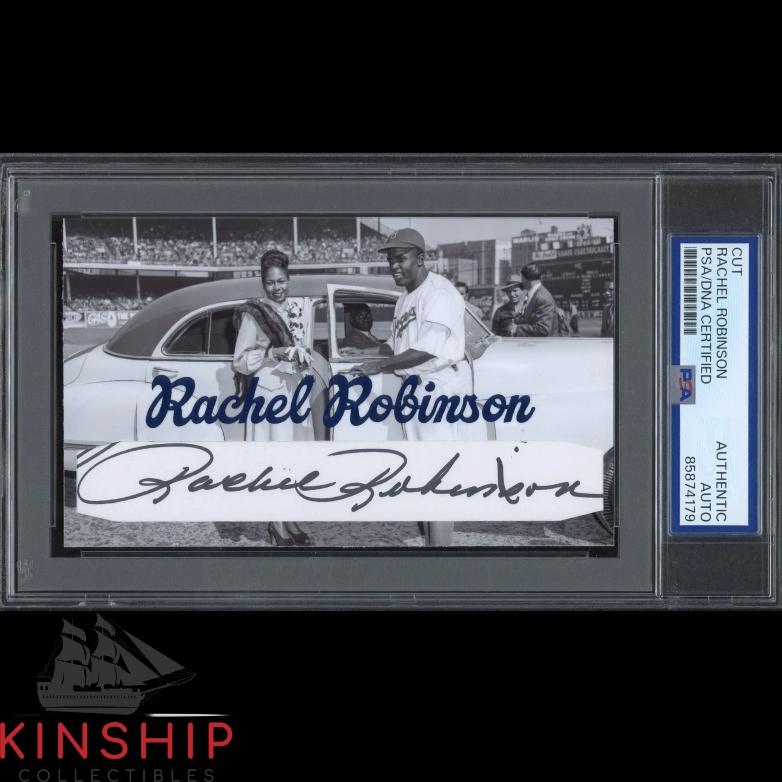 Rachel Robinson signed Cut 3x5 Custom Card PSA DNA Slab Jackie Wife Auto C6480