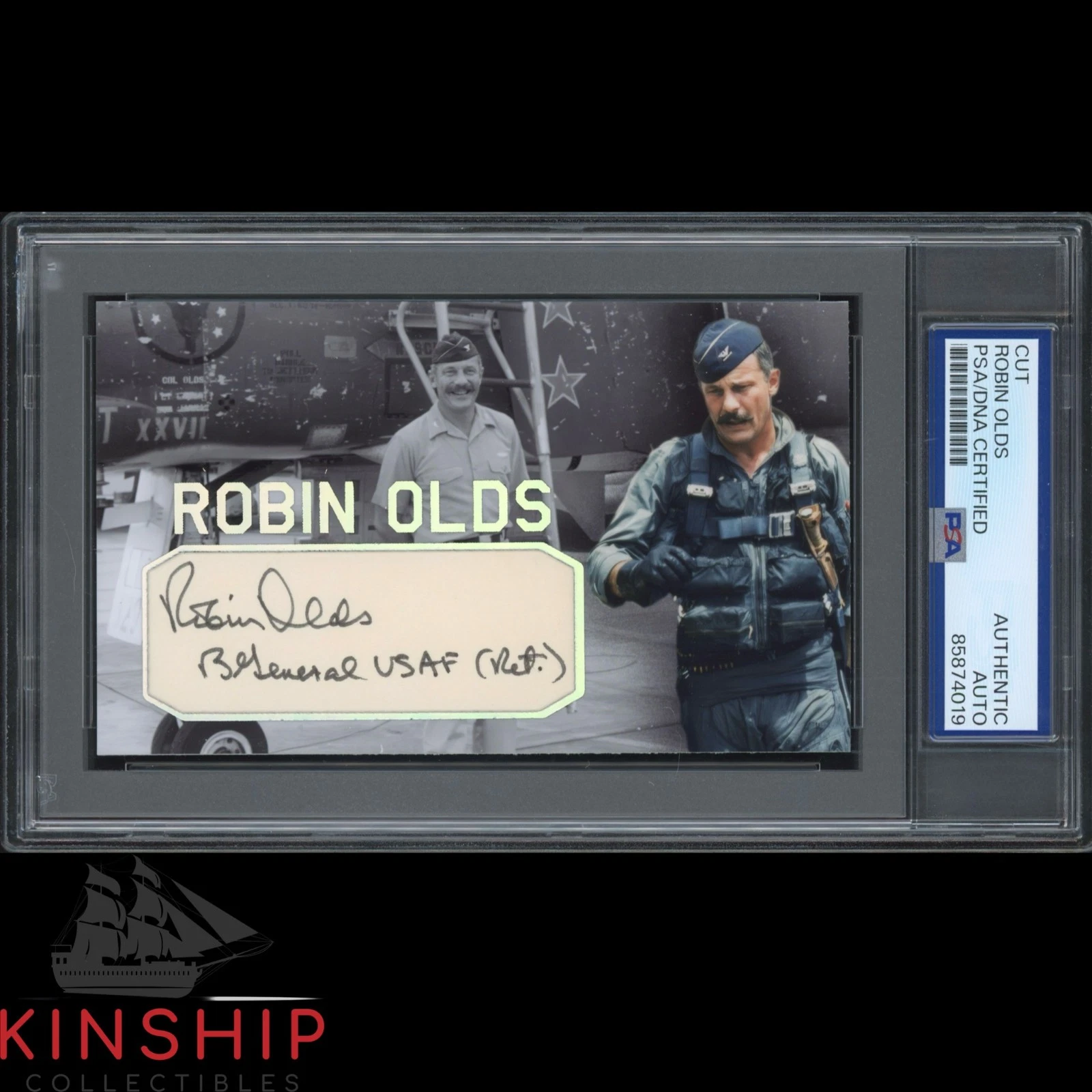 Robin Olds signed Cut 3x5 Custom Card PSA DNA Slab Military WWII Auto C6476