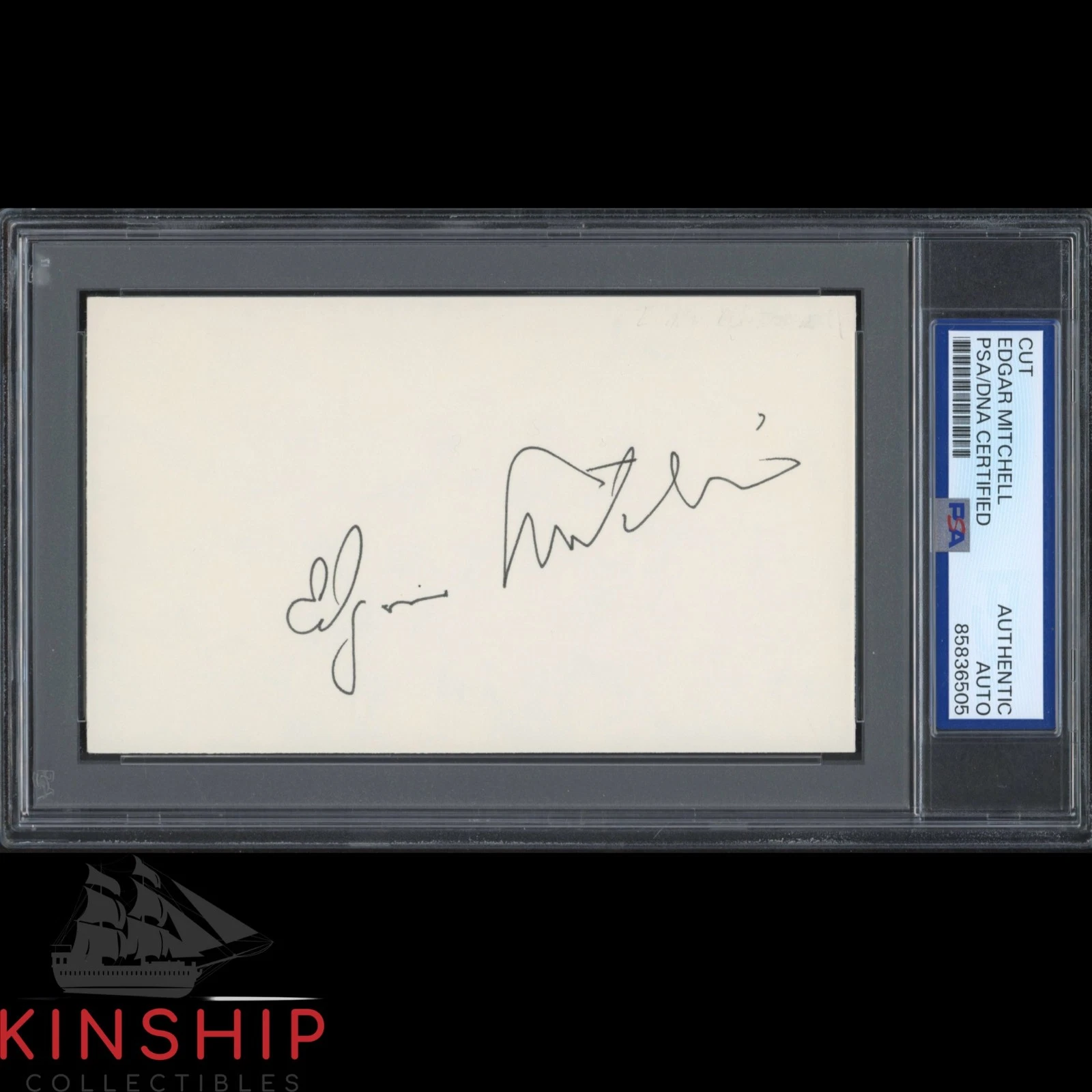 Edgar Mitchell signed 3x5 Index Card PSA DNA Slab Apollo 14 Space Auto C6444