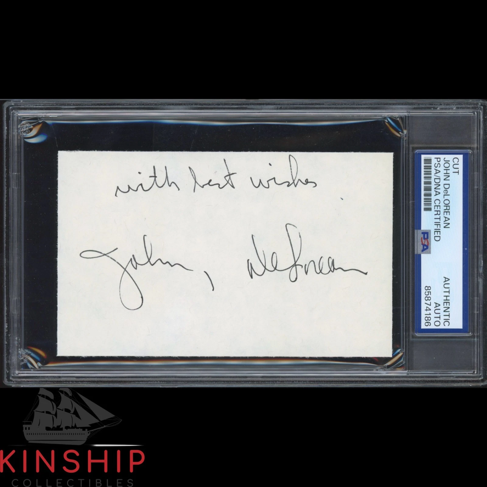 John DeLorean signed 3x5 Cut PSA DNA Slabbed Rare BTTF Auto C6435