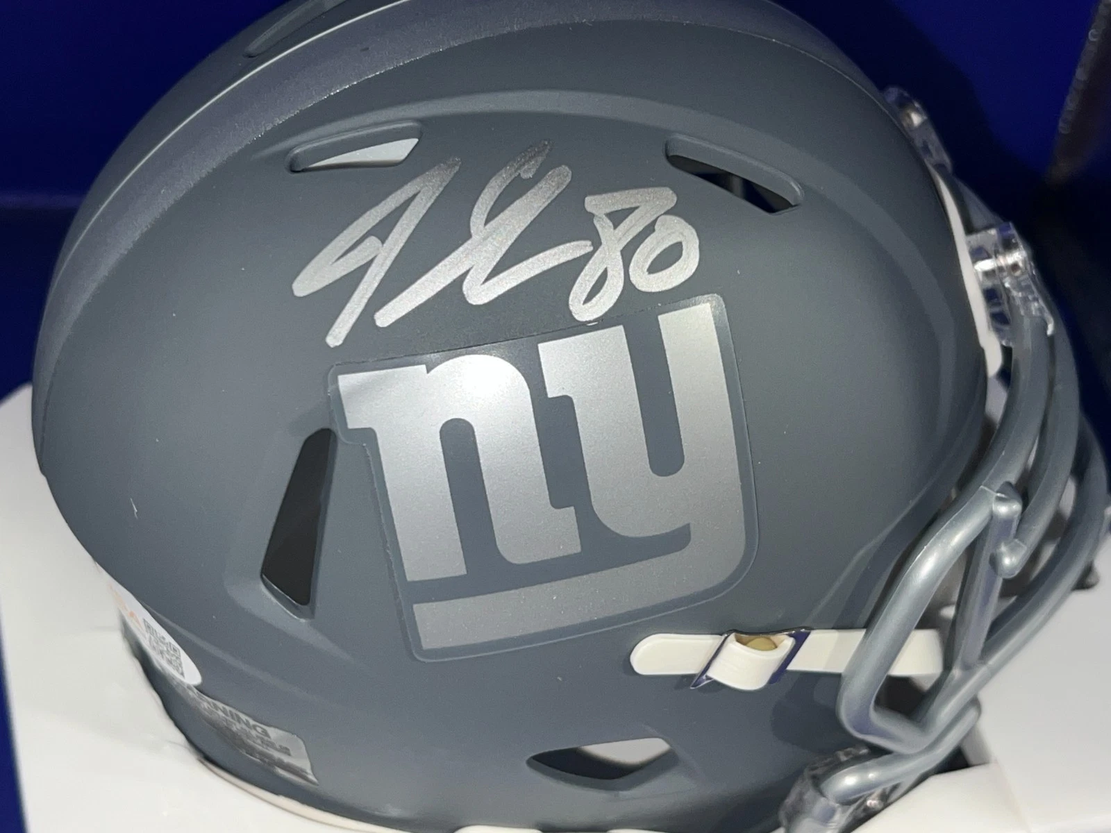 JEREMY SHOCKEY NEW YORK GIANTS  JSA AUTHENTICATED SIGNED SLATE MINI HELMET