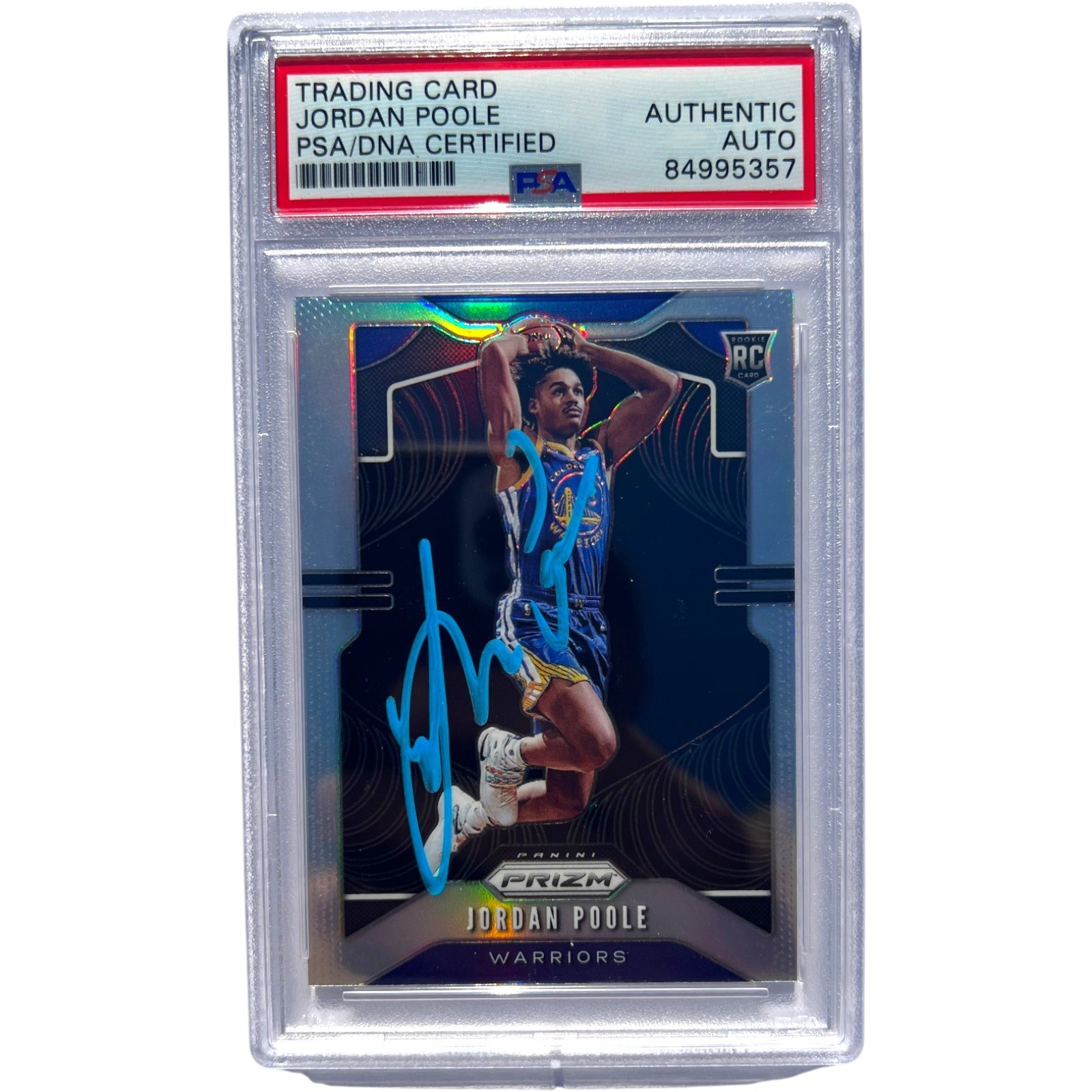 2019 Panini Prizm SILVER #272 Jordan Poole Signed Rookie Card PSA AUTHENTIC RC