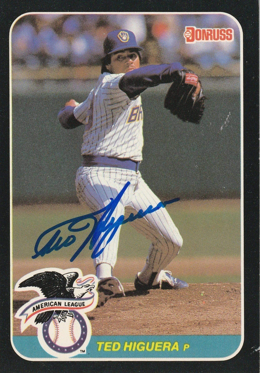 TED HIGUERA MILWAUKEE BREWERS SIGNED 1987 DONRUSS ACTION ALL STAR CARD #57