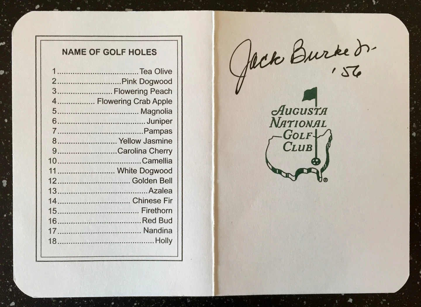 Jack Burke Signed Masters Scorecard COA