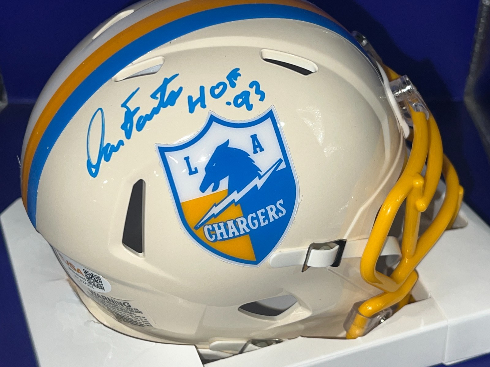 DAN FOUTS SAN DIEGO CHARGERS HOF 93 JSA AUTHENTICATED SIGNED RETRO MINI HELMET