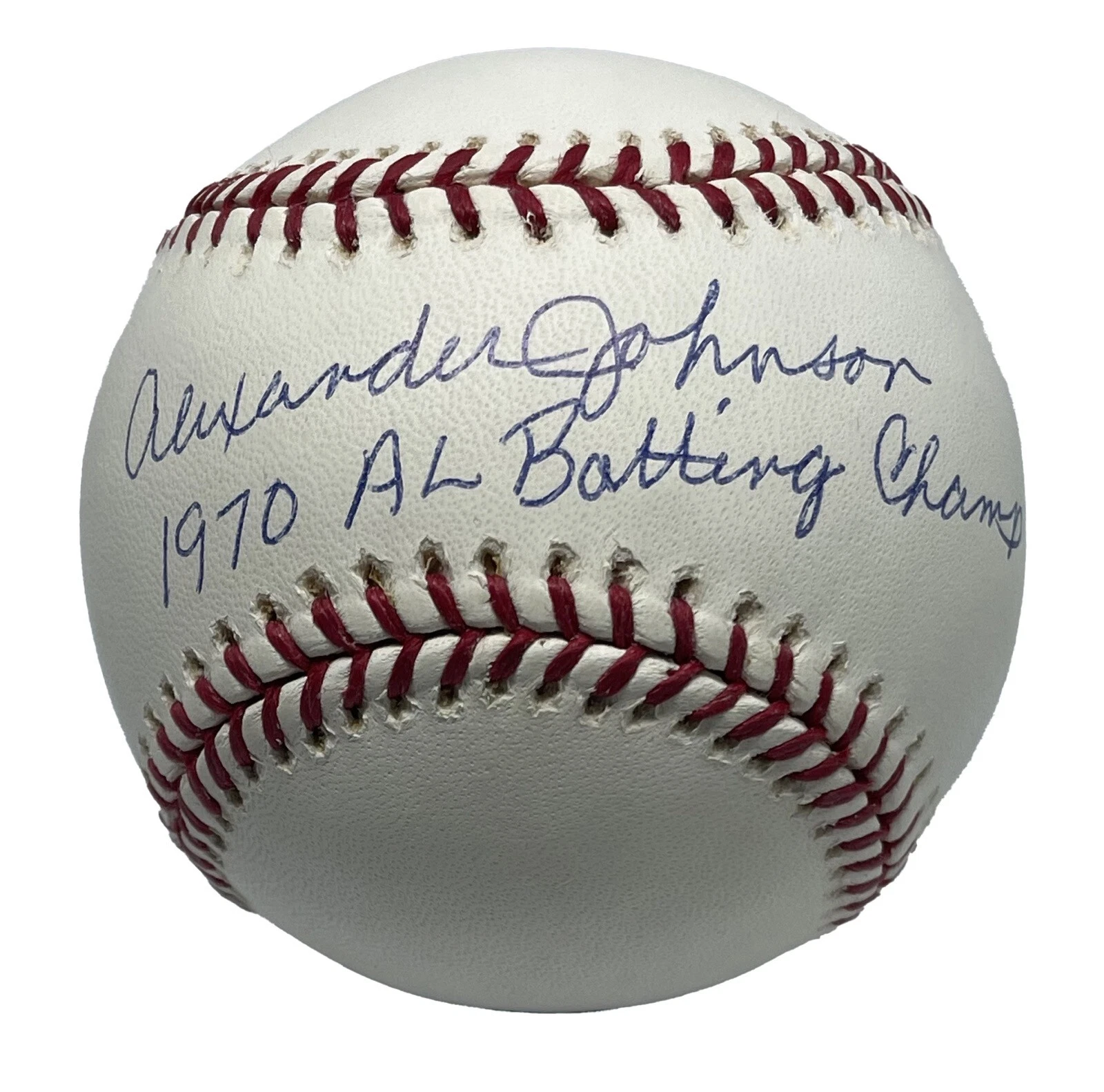 Alexander Johnson Signed Baseball AIV AA21974 w/ 1970 AL Batting Champ Inscribed