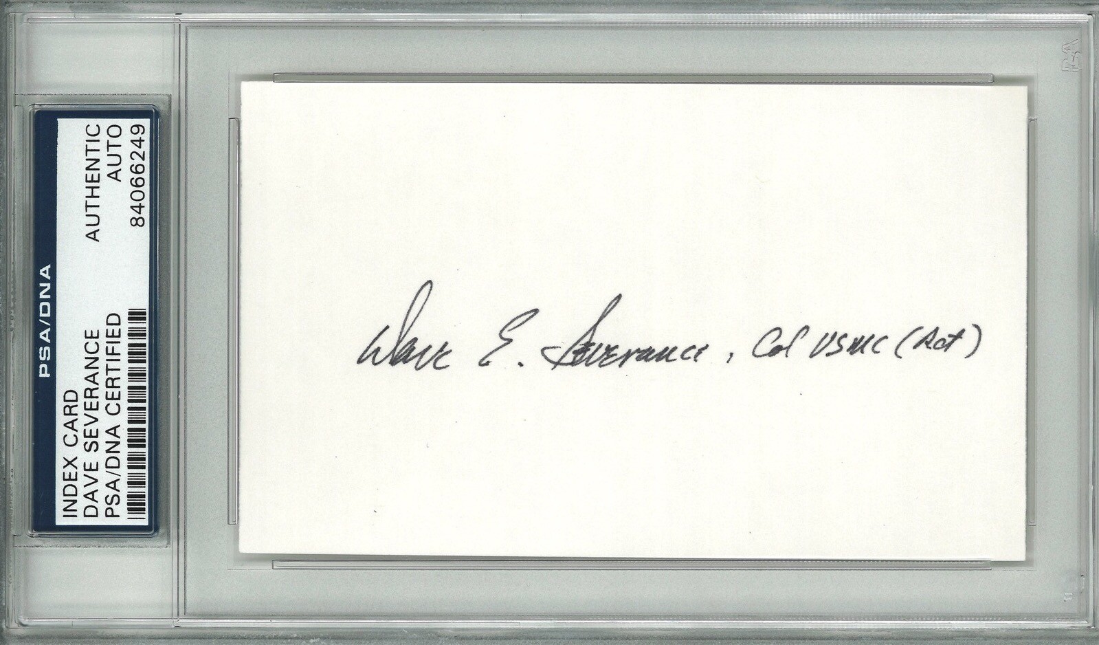 DAVE SEVERANCE SIGNED INDEX CARD PSA DNA (D) WWII IWO JIMA