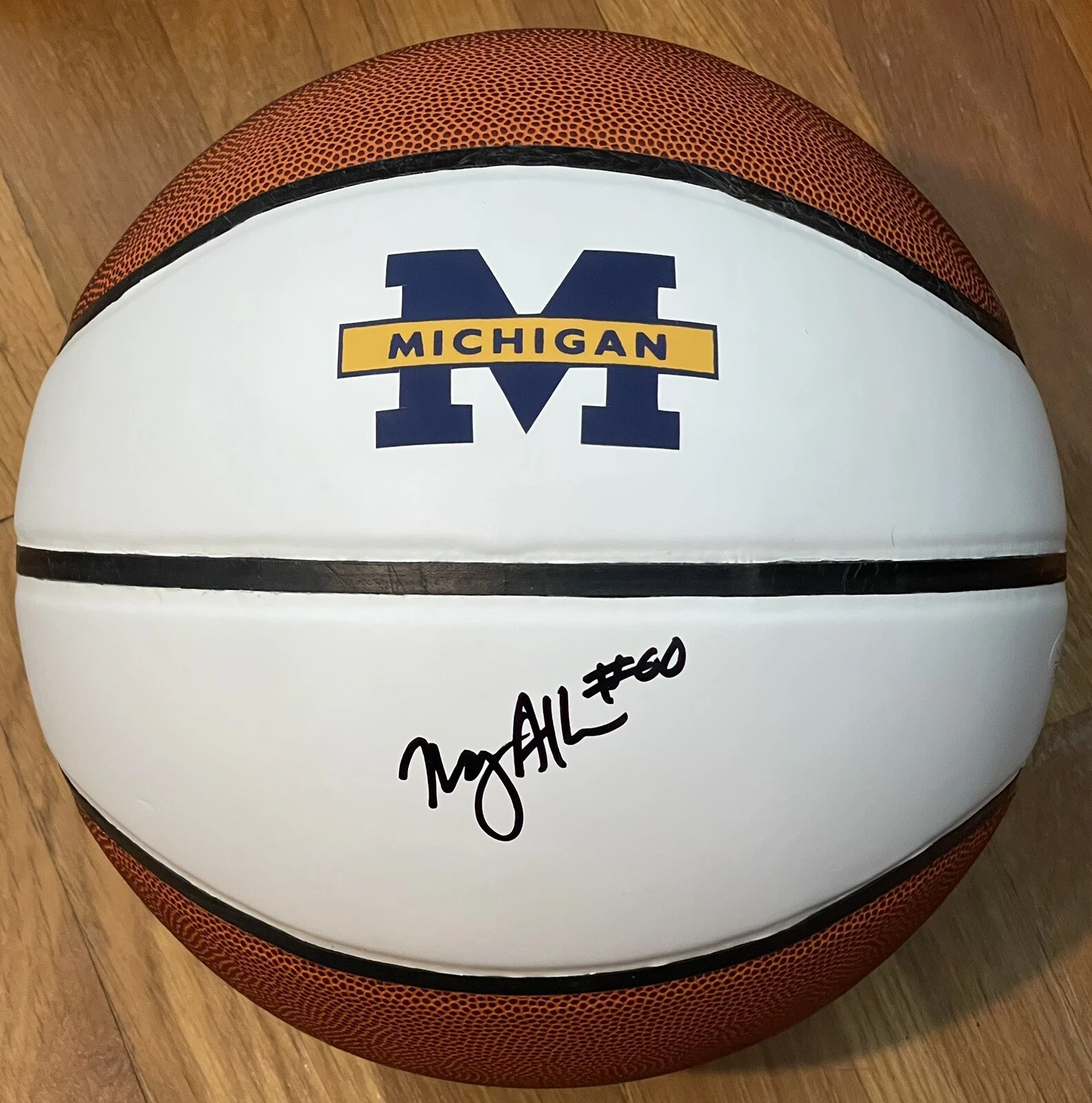 Naz Hallmon Signed Autographed Michigan Wolverines Logo Basketball Final 4 JSA