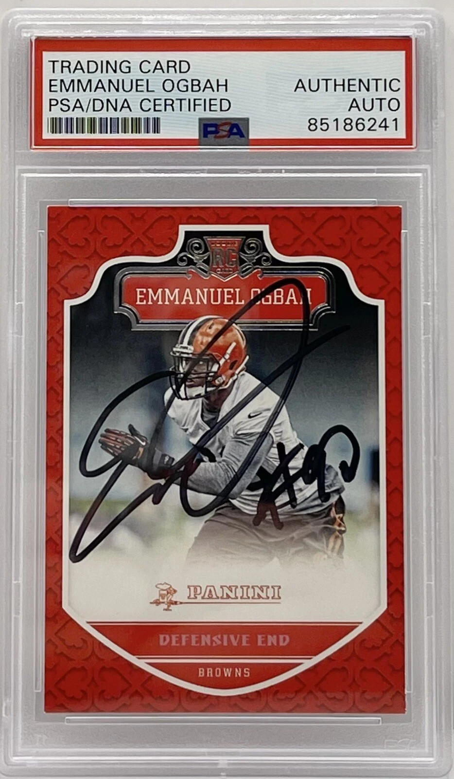 Emmanuel Ogbah Signed 2016 Panini Rookie Card Browns Dolphins PSA/DNA Slabbed