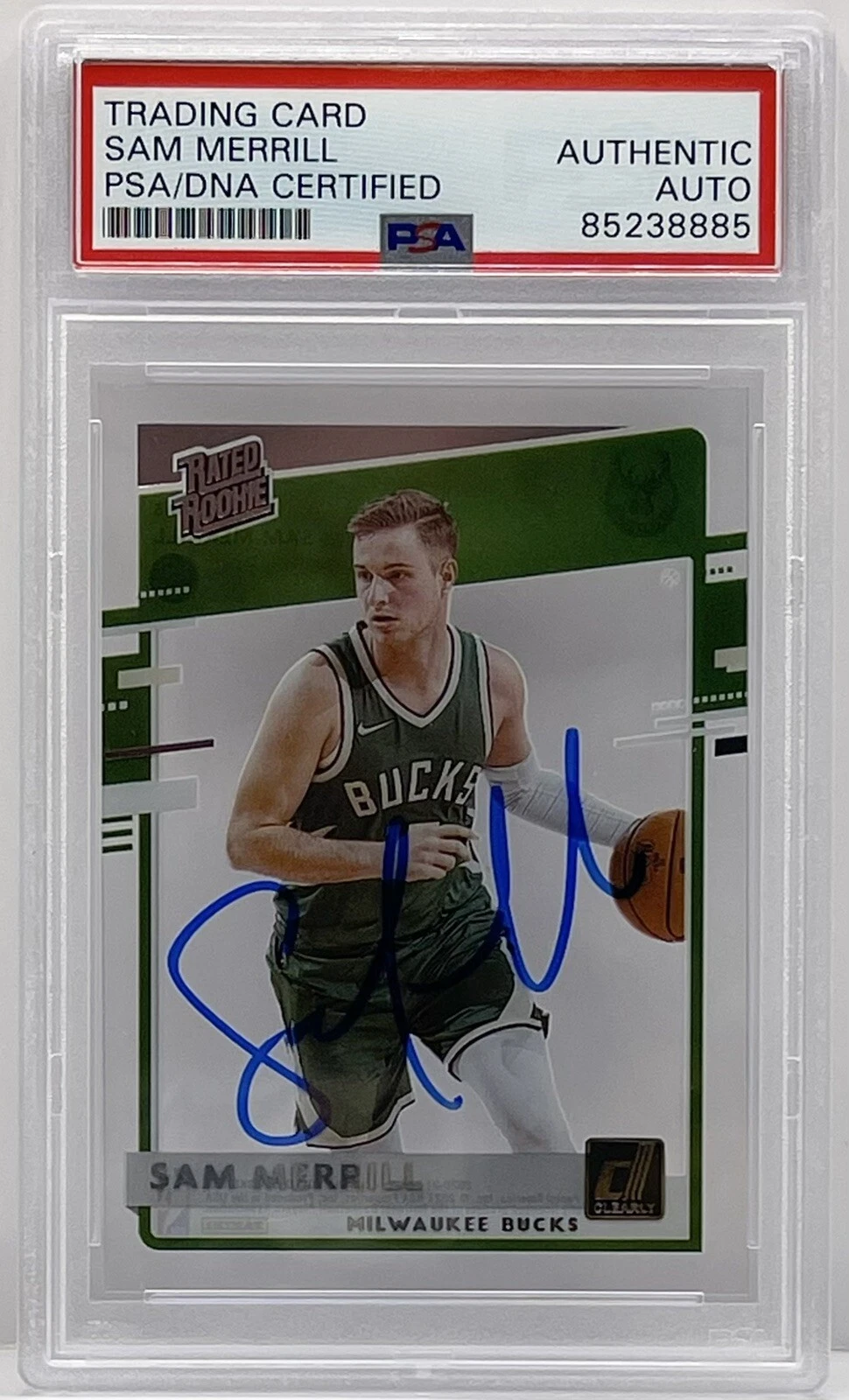 Sam Merrill Signed 2020-21 Clearly Donruss Rookie Cleveland Cavaliers PSA/DNA