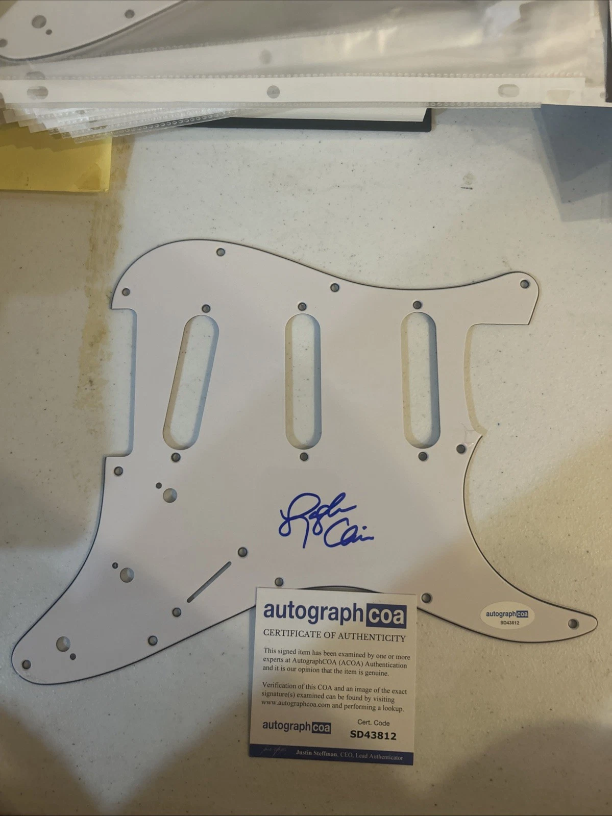LOGAN CAIN “ CAIN BAND” SIGNED AUTOGRAPH STRAT PICKGUARD ACOA GUITAR CHRISTIAN