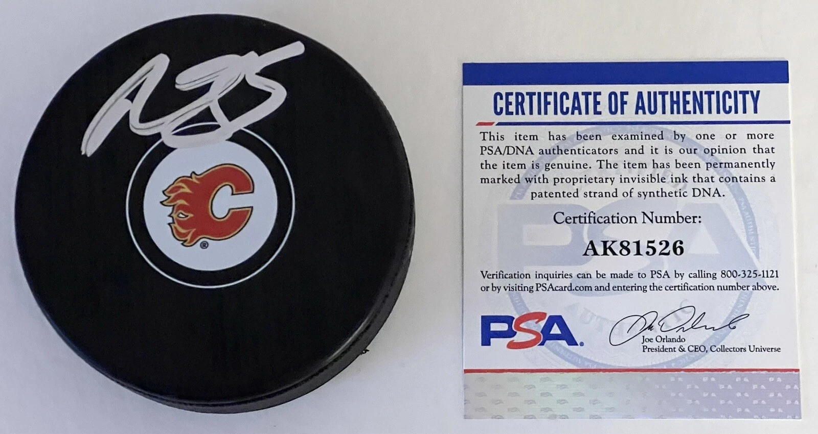 Mark Giordano Signed Autographed Calgary Flames Logo Hockey Puck Canada PSA/DNA