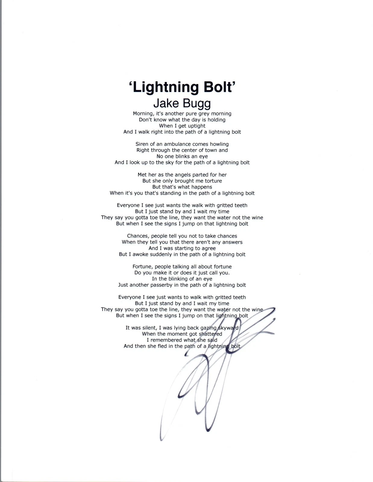 Jake Bugg Signed Autographed 