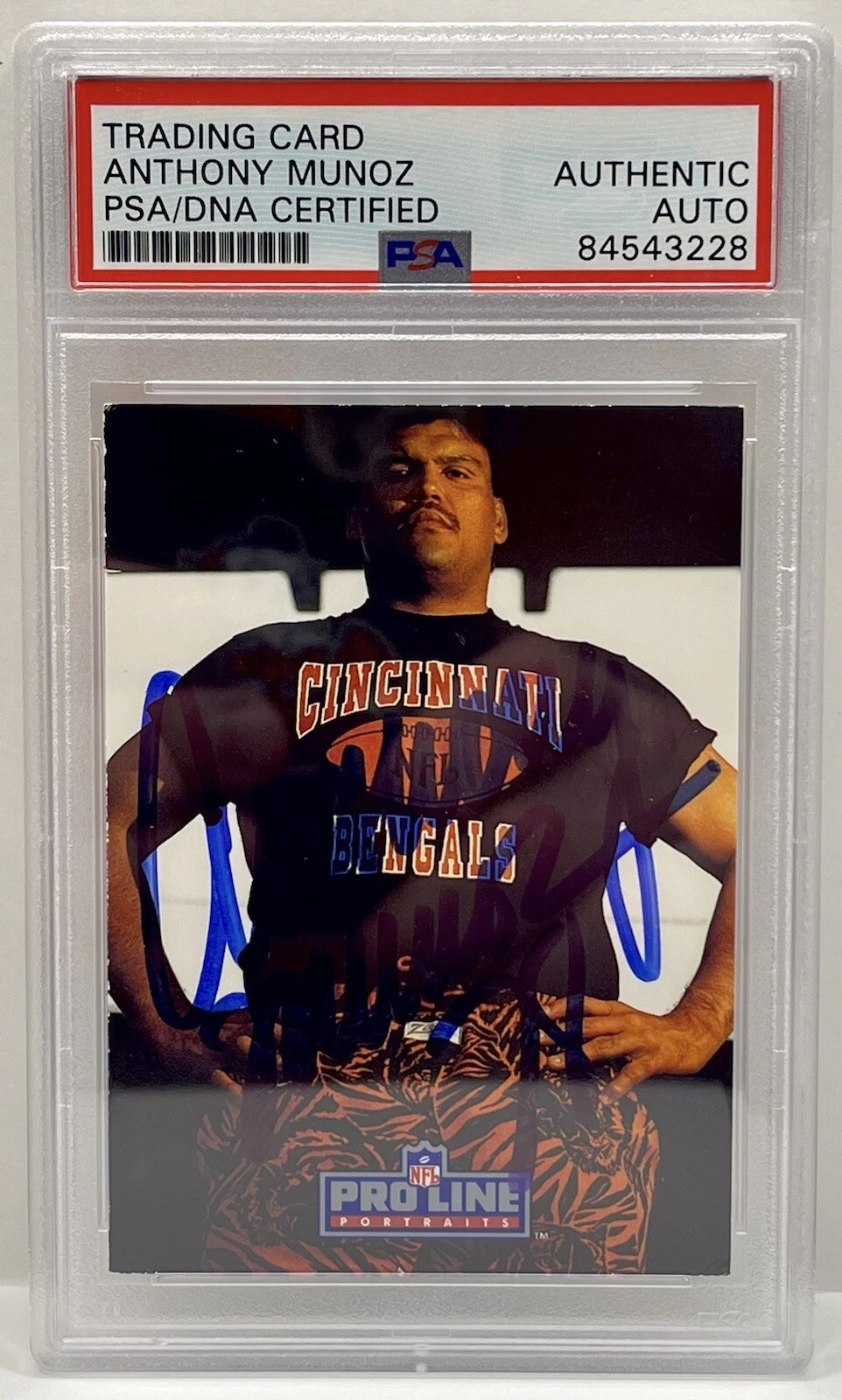 Anthony Munoz Signed 1991 Pro Line Bengals Card Slabbed PSA/DNA