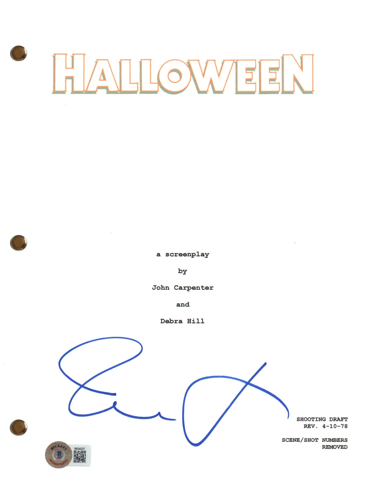 Jamie Lee Curtis Signed Autograph Halloween Script Full Screenplay Beckett COA