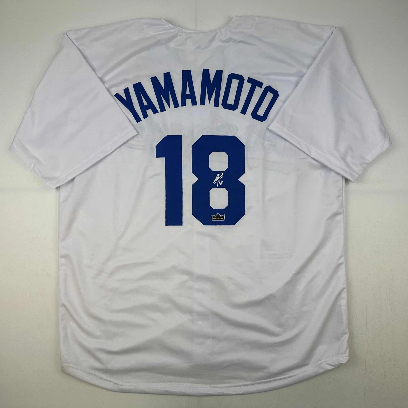 Facsimile Autographed Yoshinobu Yamamoto Los Angeles LA White Reprint Jersey XL