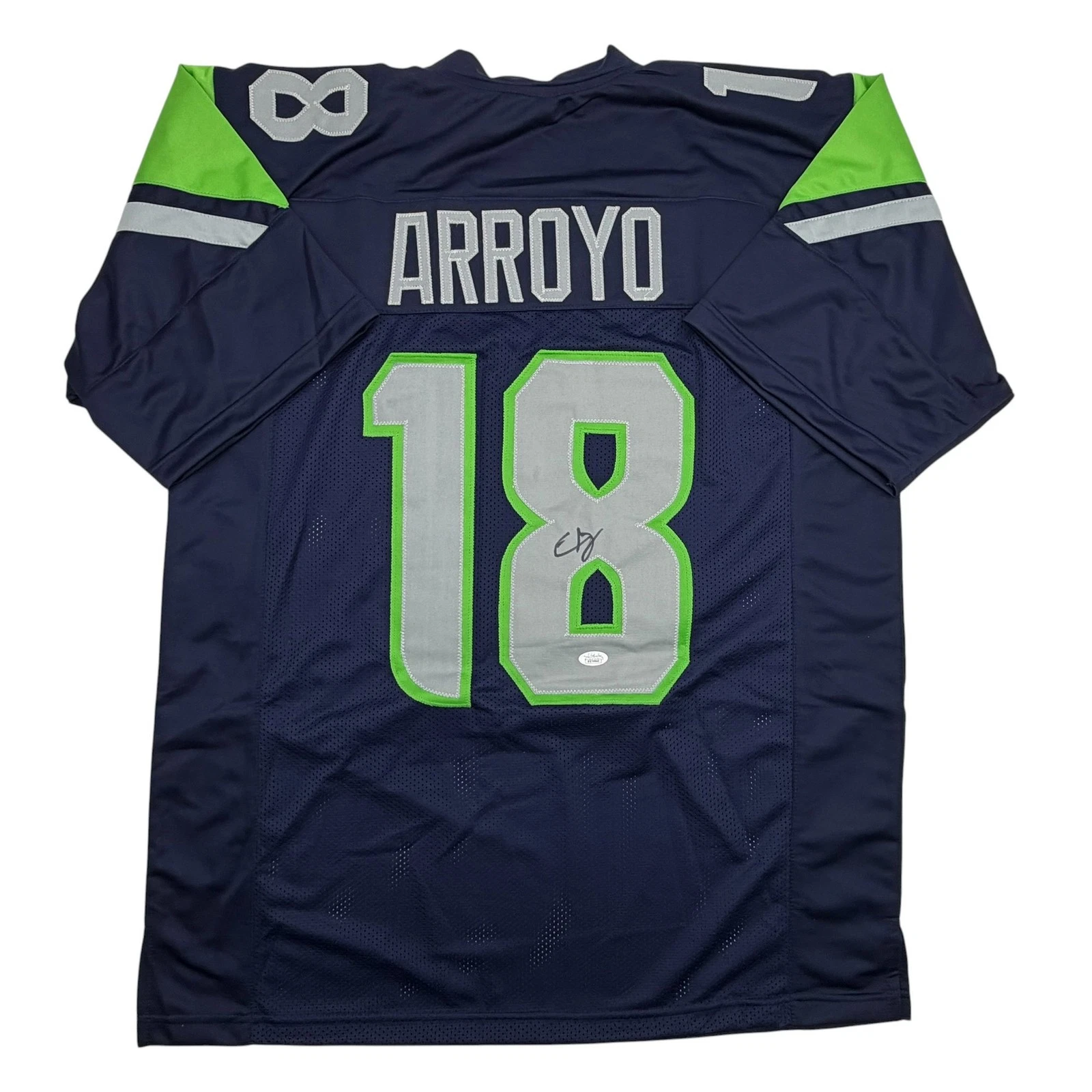 Autographed/Signed Elijah Arroyo Seattle Navy Blue Football Jersey JSA COA