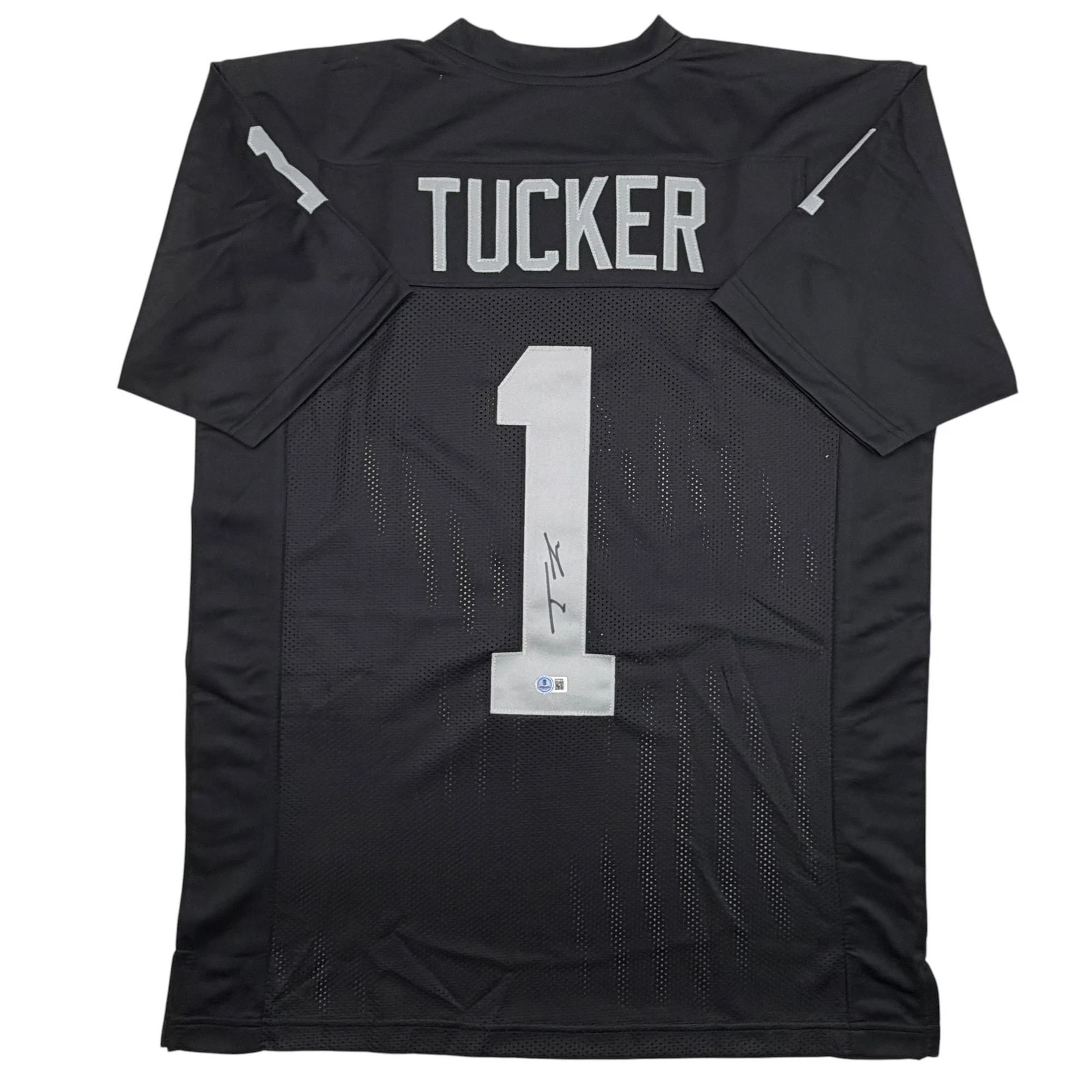 Autographed/Signed Tre Tucker Oakland Las Vegas Black Jersey Beckett BAS COA