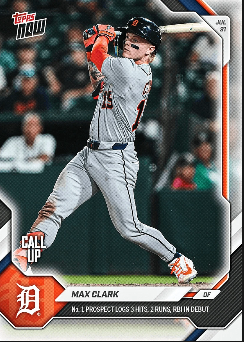 2026 Topps Now Max Clark #505 Detroit Tigers Rookie RC Baseball Card