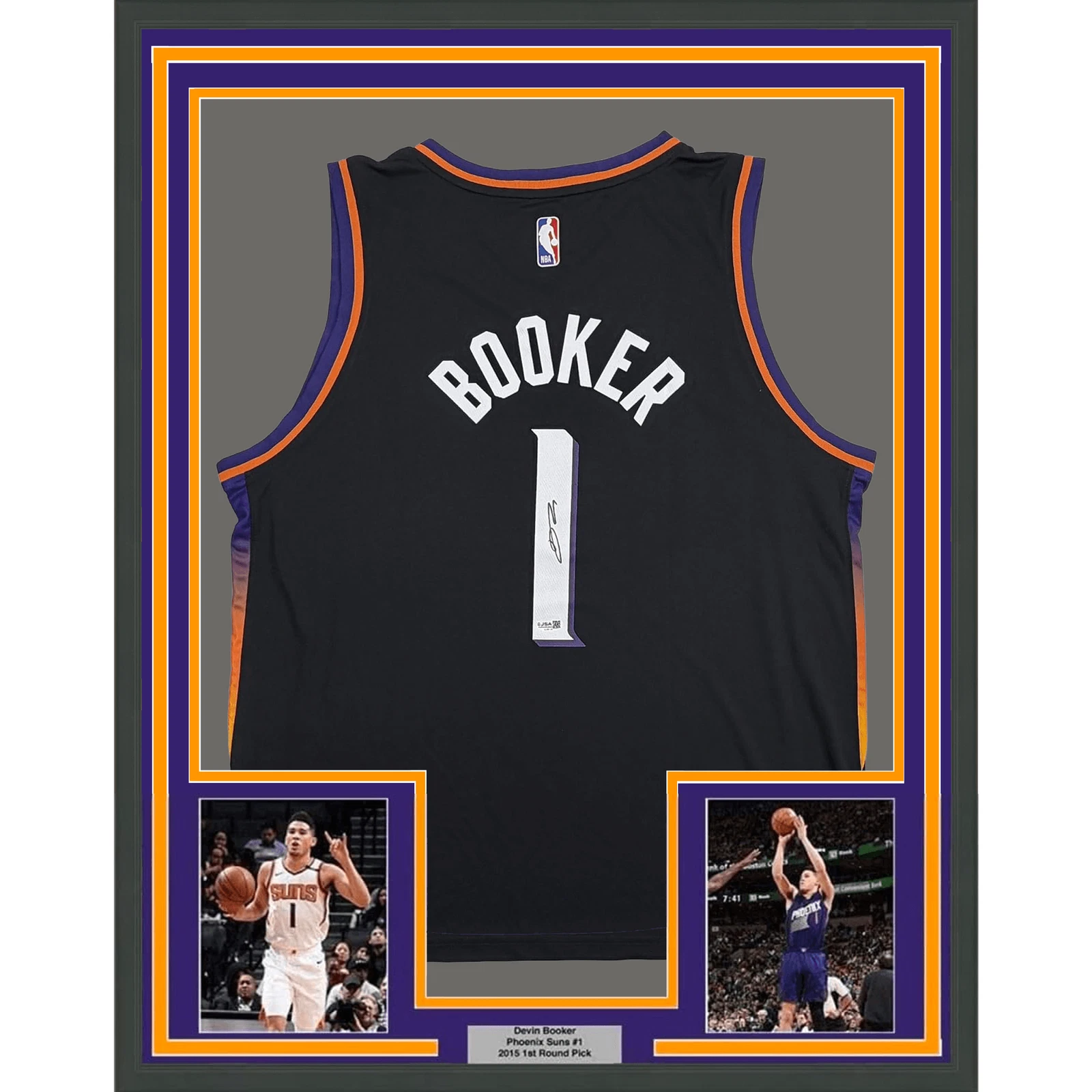 Framed Autographed Devin Booker Phoenix Suns Black Authentic Jersey JSA COA