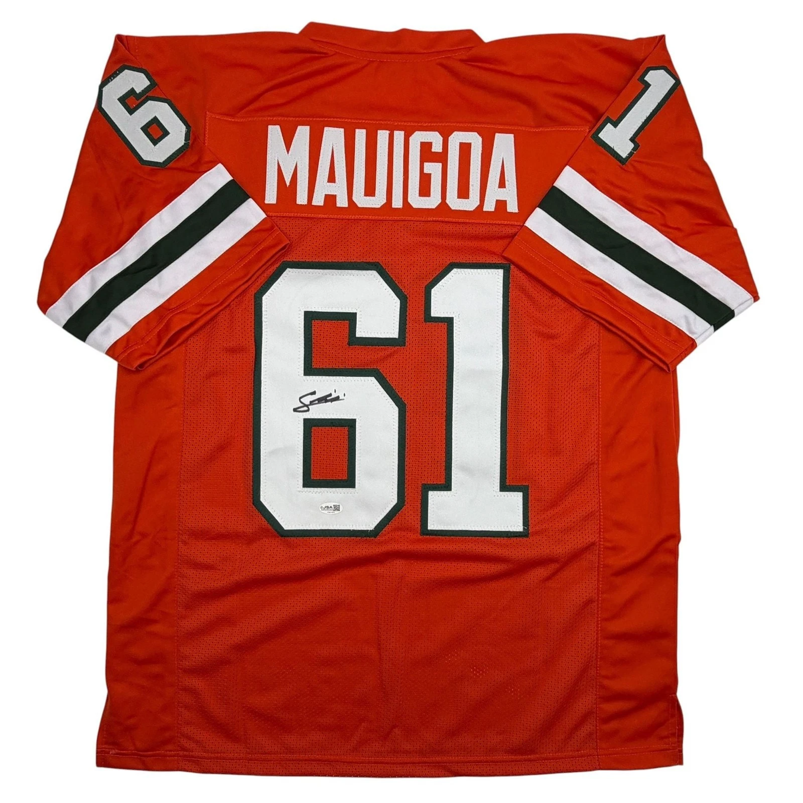 Autographed/Signed Francis Mauigoa Miami Orange College Jersey JSA COA