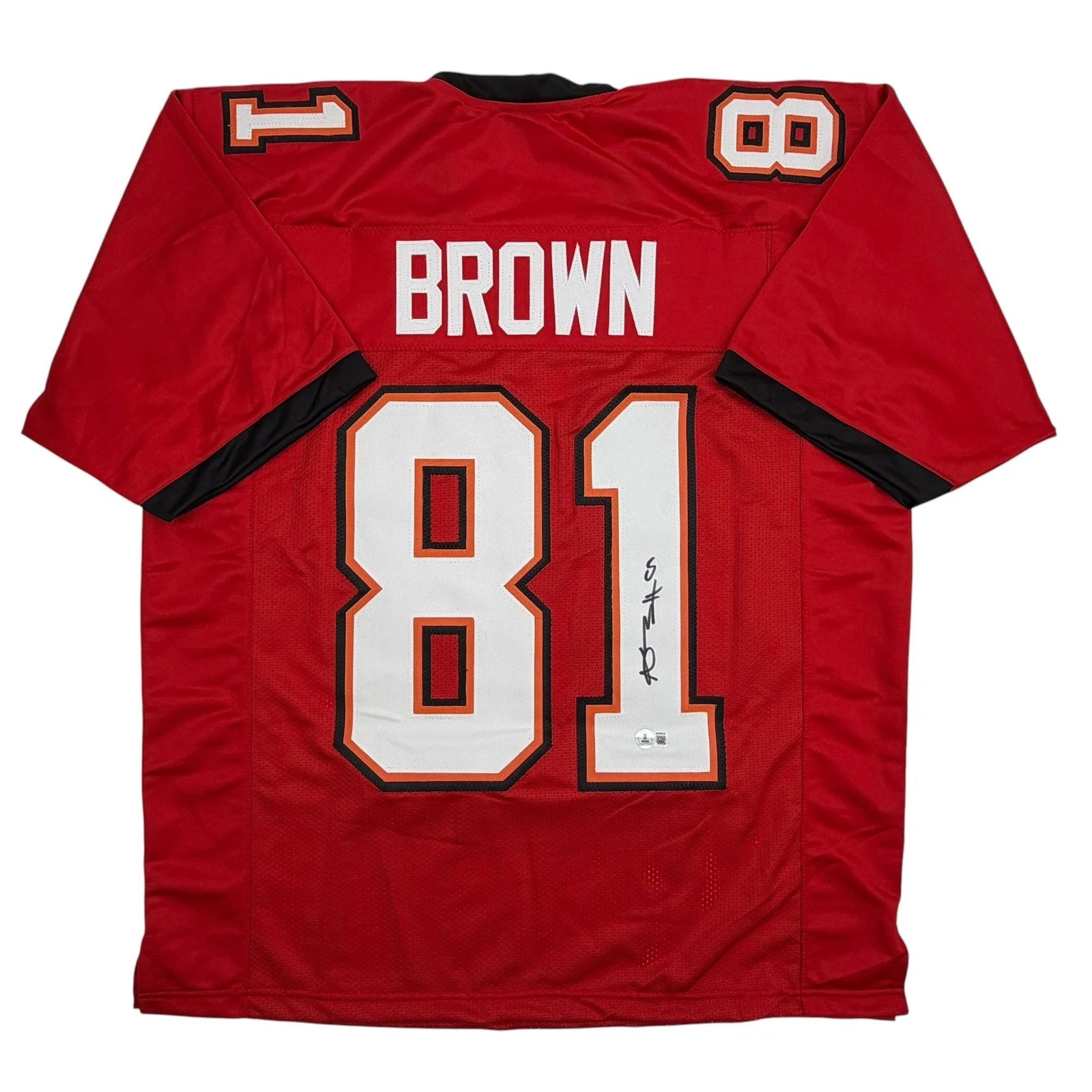 Autographed/Signed Antonio Brown Tampa Bay Red Football Jersey Beckett COA