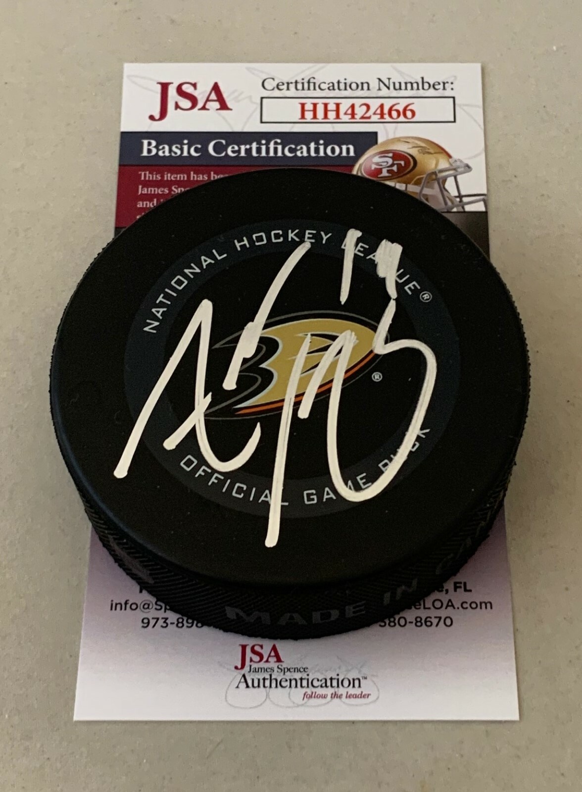 Adam Henrique signed Anaheim Ducks Official Game Puck autographed JSA