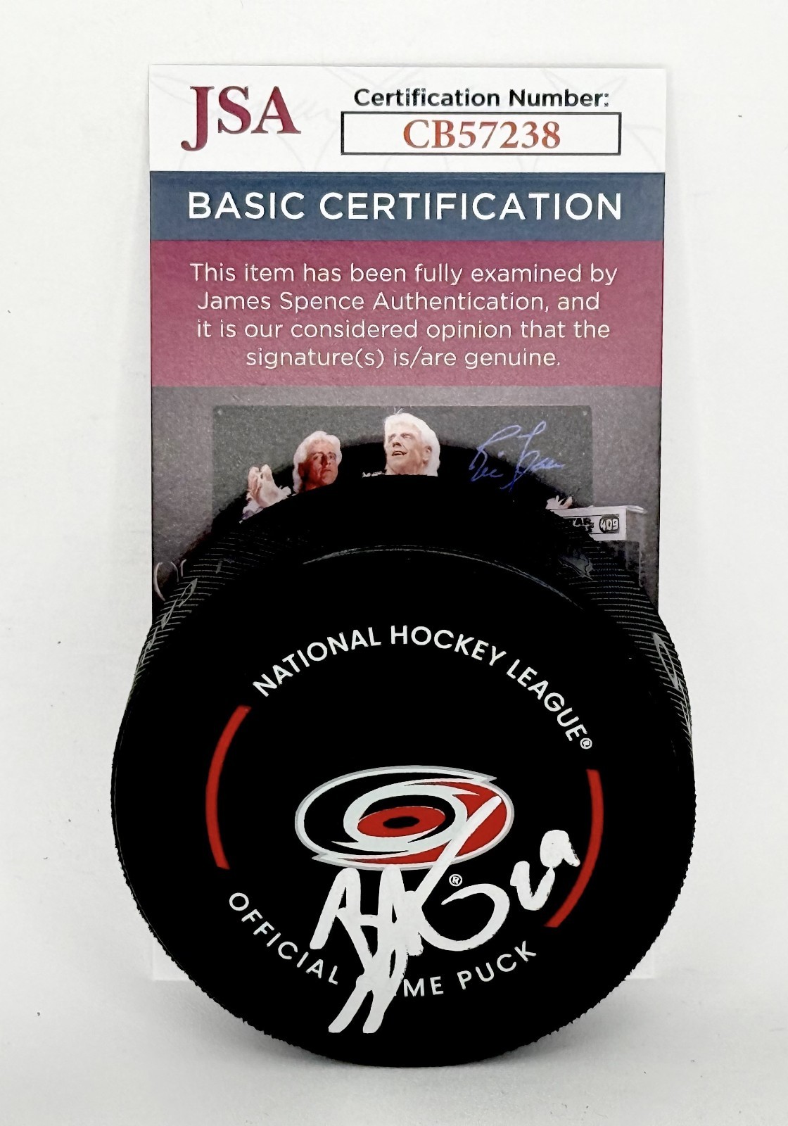 Bradly Nadeau signed Carolina Hurricanes Official Game Puck autographed JSA